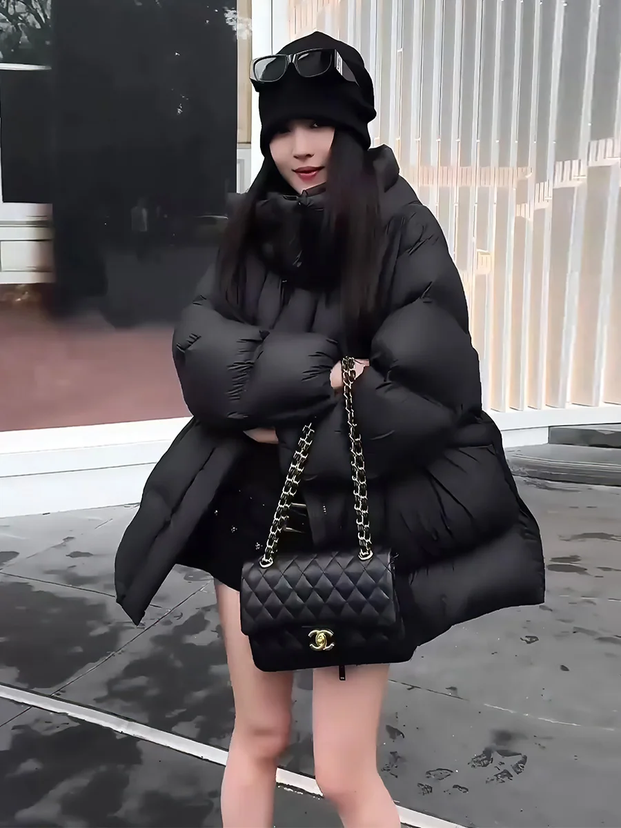 Mujer Thiened blanco Du down Puffer Jaet invierno 2025 nuevo Sle nube espuma sombrero diseño abrigo cálido dulce Sle longitud Regular