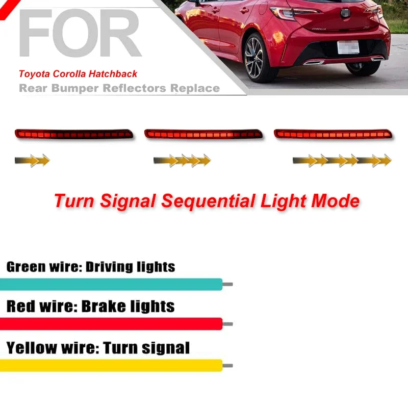 iJDM Bumper Reflector Lights For Toyota Corolla Hatchback Function as Tail (Rear Fog Lamps),Brake & Sequential Blink Turn Signa