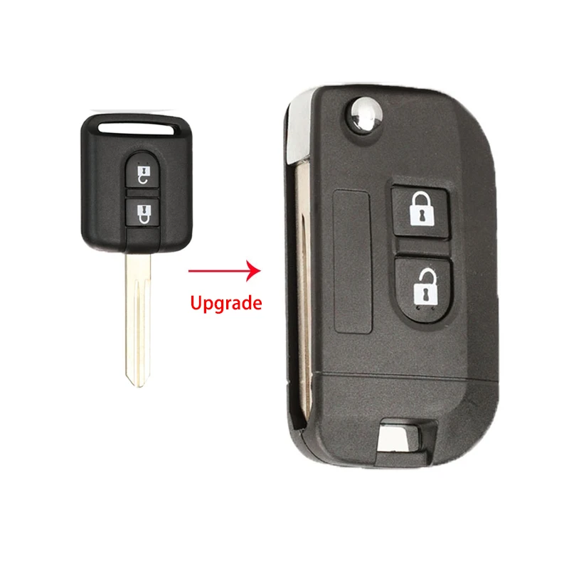 

Jingyuqin New 2 Buttons Upgrated Flip Remote Car Key Shell Fob For Nissan Qashqai primera Micra Navara Almera Note Sunny