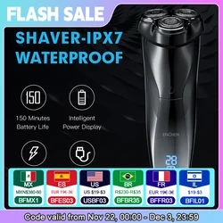 ENCHEN Electric Shaver 3D Blackstone 3 IPX7 Waterproof Razor Wet And Dry Dual Use Face Beard Battery Digital Display For Men