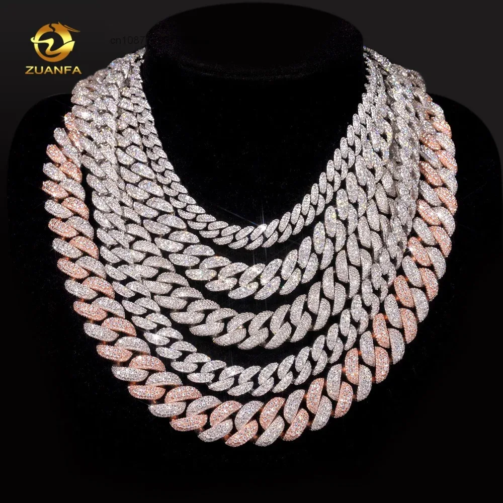 Jewelry Rapper Solid Heavy 930g 28mm Hip Hop 925 Silver Iced Out Moissanite Miami Cuban Link Chain..