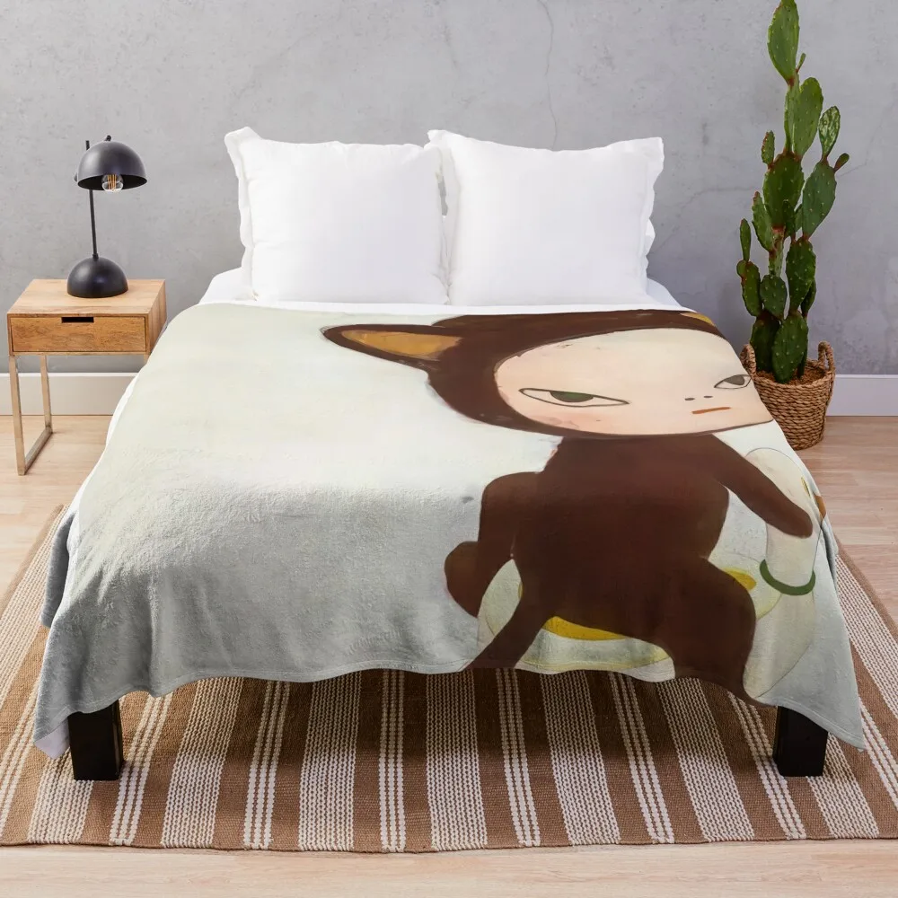 

yoshimoto Nara cute baby riding a duck painting ashtray Throw Blanket Fashion Sofa Blankets anime Summer Blanket Thin Blanket