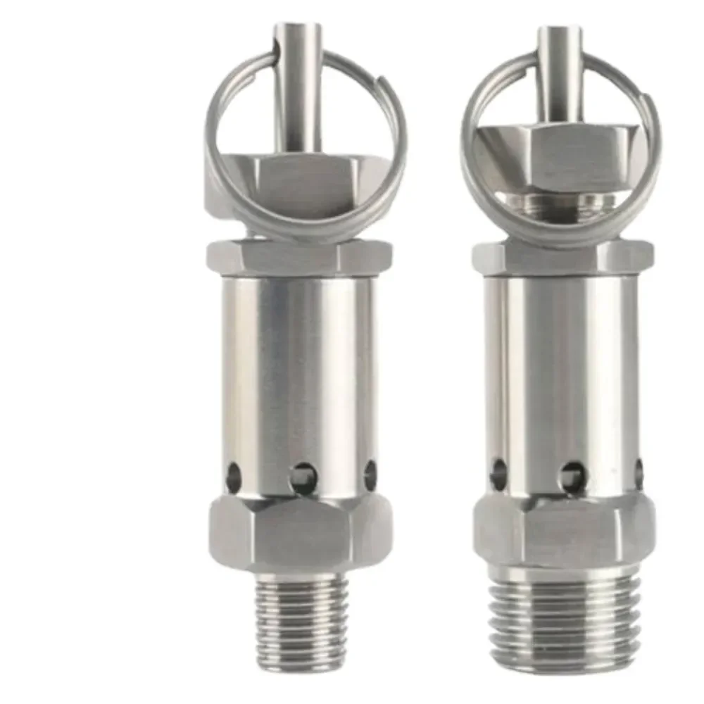 

1/4" 3/8" 1/2" BSPT Male 0.5 1 2 3 -10 Bar Adustable 304 Stainless Sanitary Spring Pressure Relief Safety Valve Air Compressor