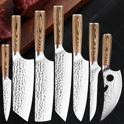 Chef Knife Cooking Forged Stainless Steel Head Kitchen Knife Santoku Knife Fruit Slicer Colorful Wooden Handle Meat Cleaver