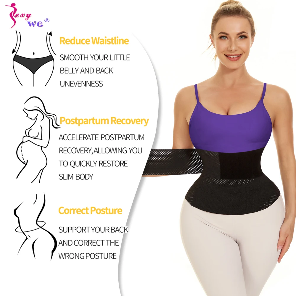 SEXYWG Women Waist Trainer Belt Belly Tummy Wrap Shapers Slimming Sauna Sweat Belts Body Shaper Corset Waist Trimmer Fat Burn