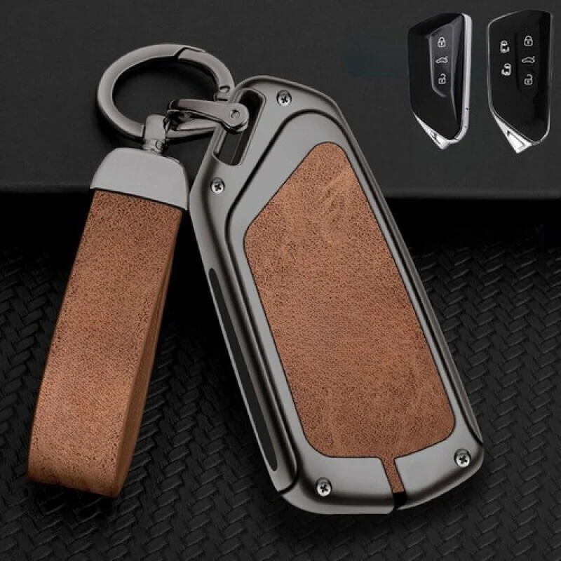 A + سبائك الزنك بولي TPU الجلود مفتاح السيارة فوب غطاء لشركة فولكس فاجن سكودا MK 8 ID.3 جولف 8 ID.4 #4