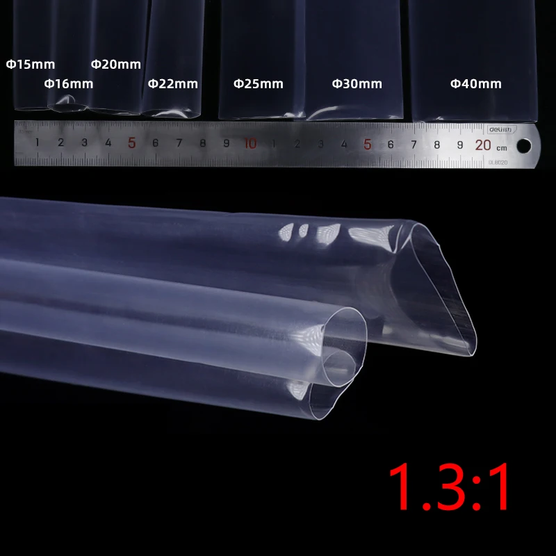 

1m/pcs FEP F46 ShrinkageTubing 1.3:1 Translucent Diameter 16mm ~ 40mm High Temperature 200Deg.C 600V PTFE Heat Shrink Tube