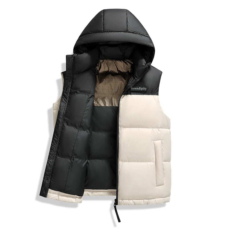 

Men's Winter High Loosen down Vest aphene Heating Hooded Du down Vest Color Blo Warm Windproof ort Sle Zipper