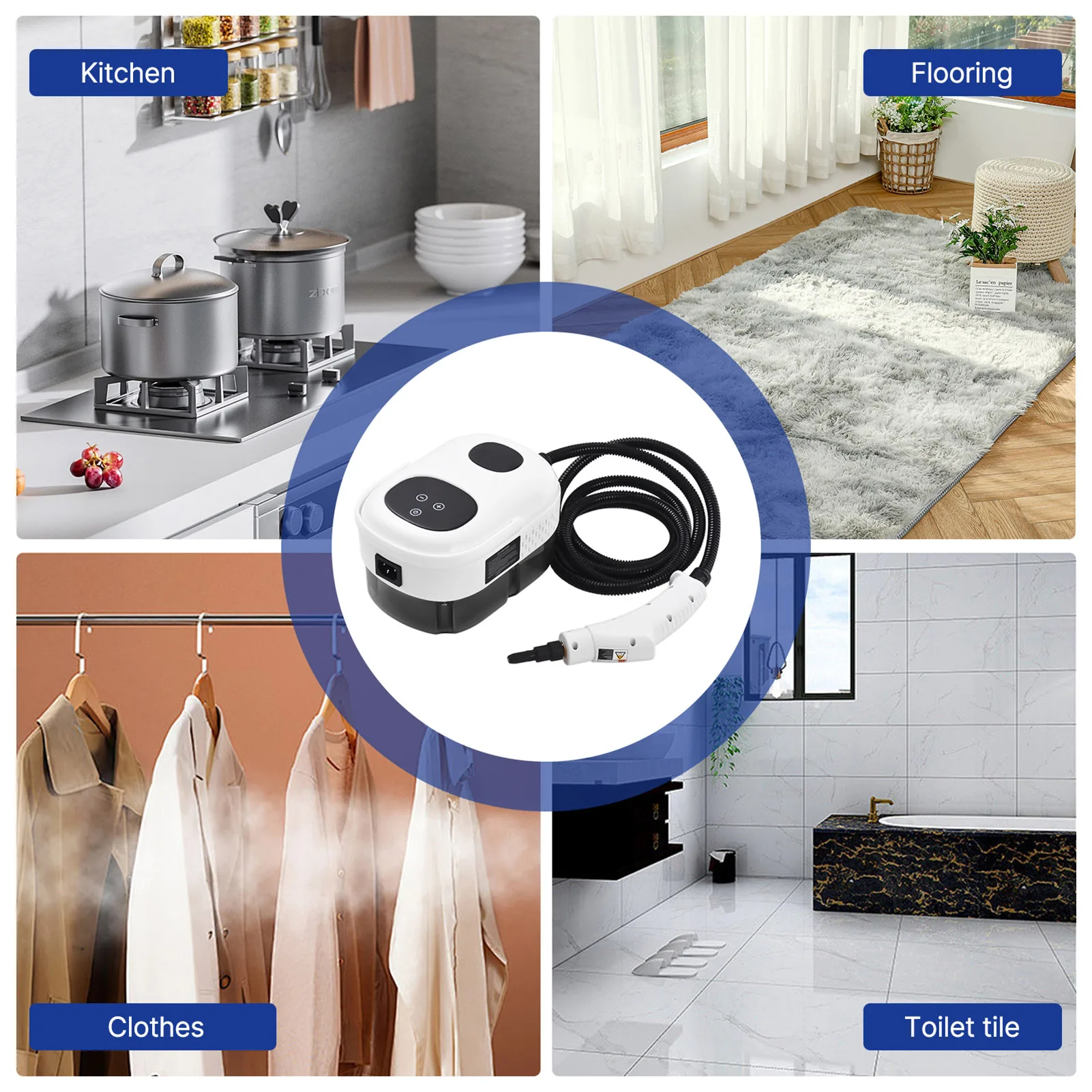 Multi Functional Handheld Steam Cleaner 2500W Ergonomic Handle Portable Smart Touch Screen 6 Levels Adjustable Steam Cleaner