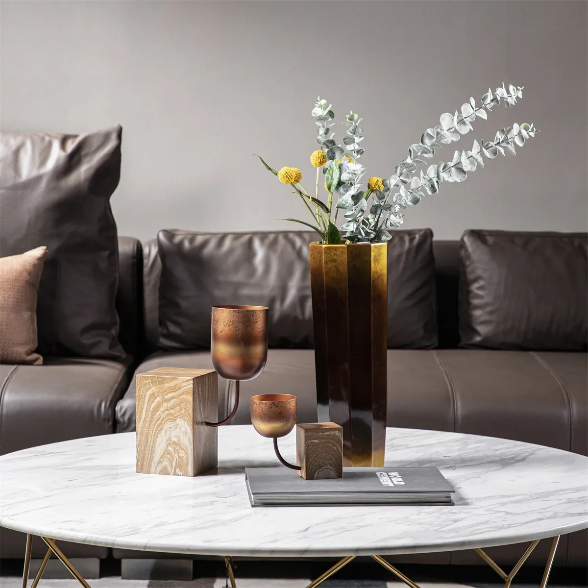 

lack gold gradual change flower device gradual change old ornaments model room living room soft decoration ornament