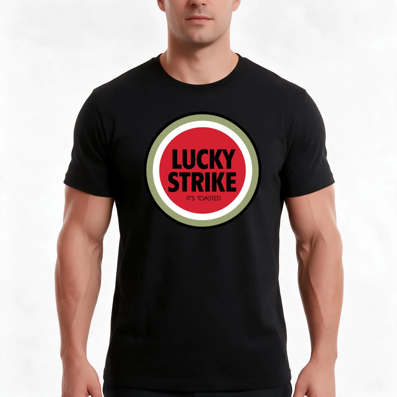 Lucky Strike T-Shirt, Summer Casual Cotton Tee, Oversized Streetwear Tops, Vintage Graphic Print, Loose Fit Short Sleeve