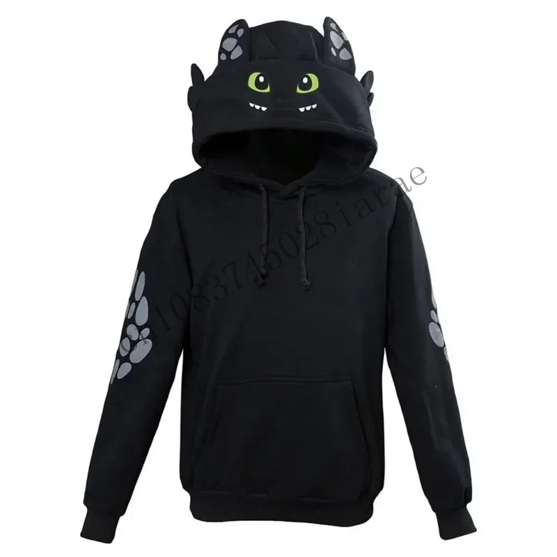 New Adult Unisex How To Train Your Dragon Toothless Cosplay Hoodie Sweatshirt Casual Black Pullover Jackets Coat Hooded H CMM501