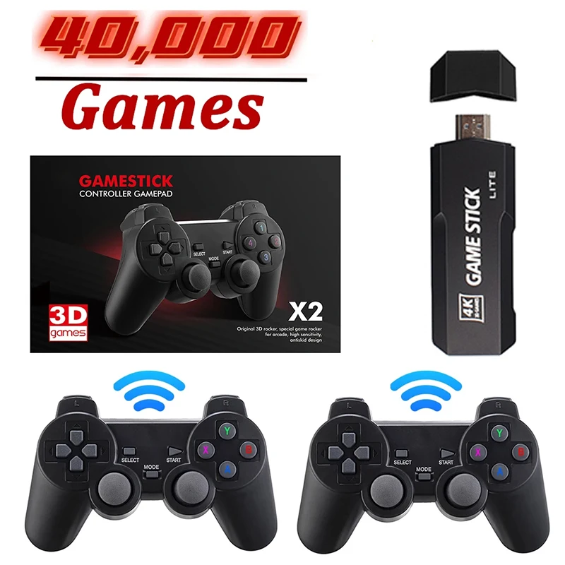 

GD10 Video Game Stick 4K Console 2.4G Double Wireless Controller 40000 Games 128GB Retro Games for PS1/GBA Boy Christmas Gift