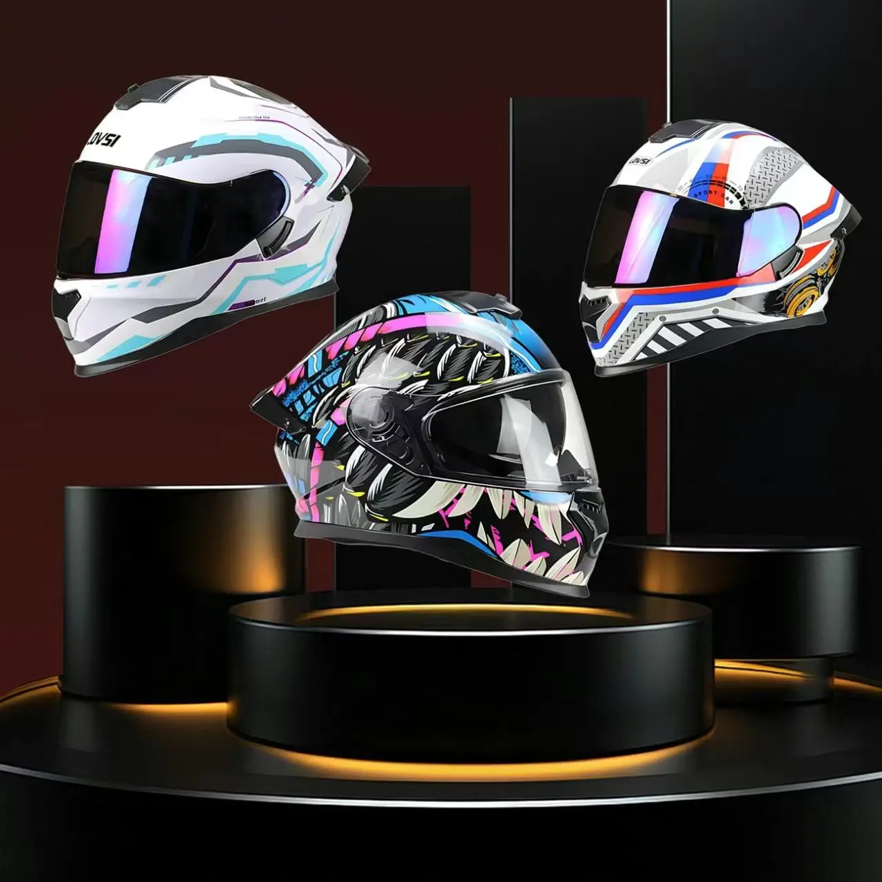 Motorcycle helmet DOT certified black track men's helmet locomotive full helmet four seasons universal double mirror winter