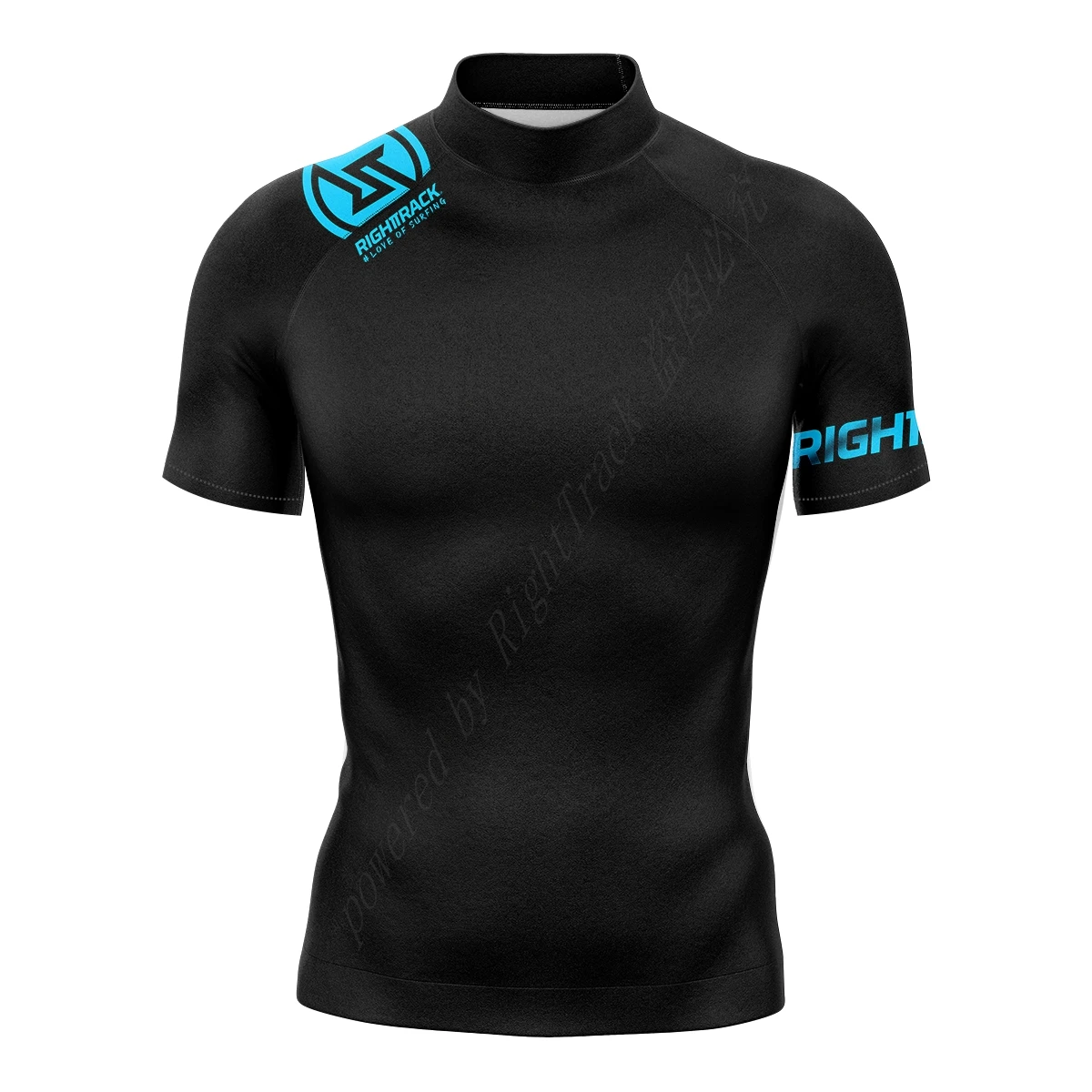 Men's Short Sleeve Surf Tee Arch Wave RIGHTTRACK Performance Tight-fitting Swimwear UPF 50+ Rashguard Vacation Beachwear