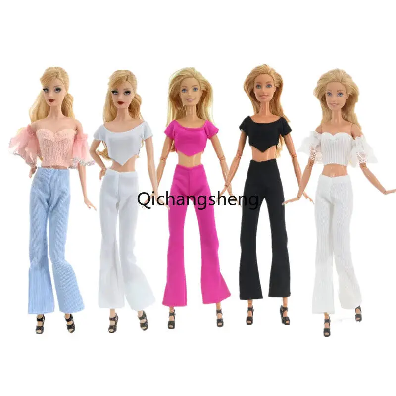 

Fashion White Black 1/6 Doll Clothes for Barbie Outfits Set Tank Crop Top Skirt for Barbie Dress 11.5" Accessories Pink Gown Toy