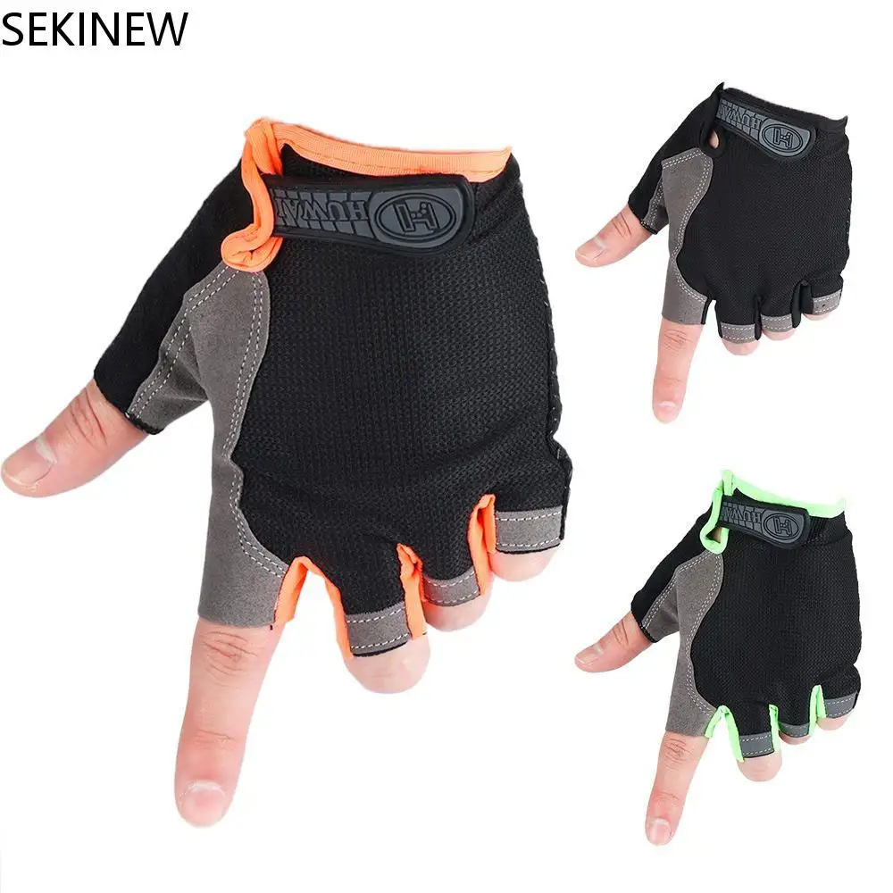 Fashion Men Women Non-slip Half Finger Cycling Gloves Sport Mittens Wrist Wrap Gym Gloves for Fitness Body Building