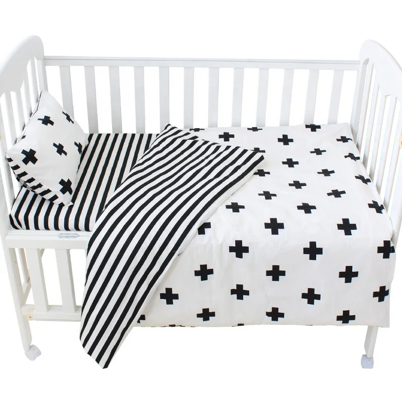 Newborn Baby Printed 100% Natural Cotton Bedding Set Crib Bedding Set 3 Piece Duvet Cover, Flat Sheet, Pillow Case