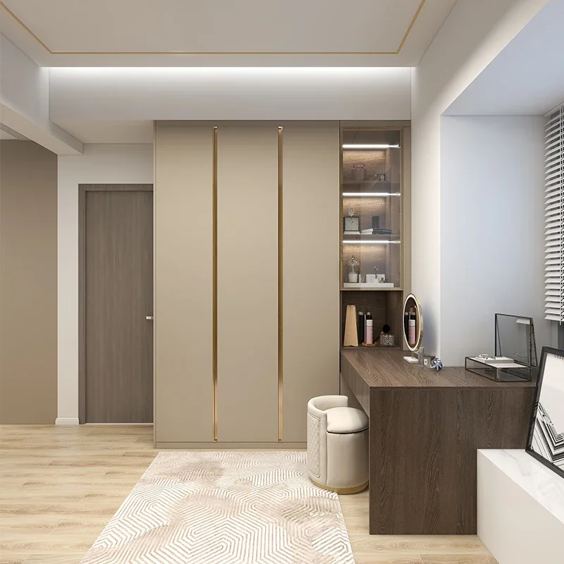 Integral wardrobe walk into the cloakroom custom glass door light luxury wardrobe full house furniture solid wood bedroom