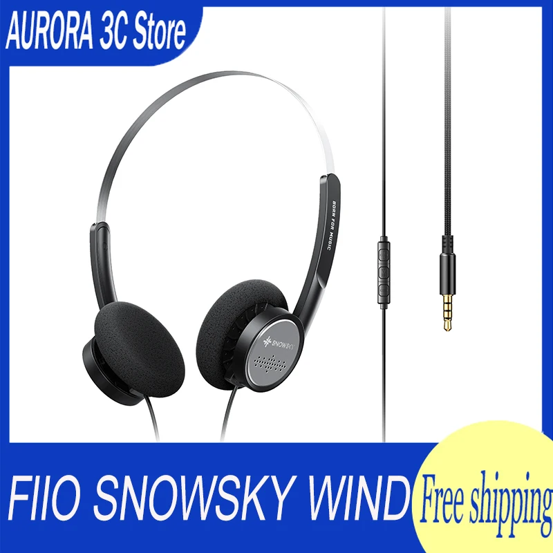 Fiio Snowsky Wind Wired Headphone Retro 40mm Dynamic Lightweight Hifi Fiio 32ω Earphone Customized Ergonomics Accessory Gifts