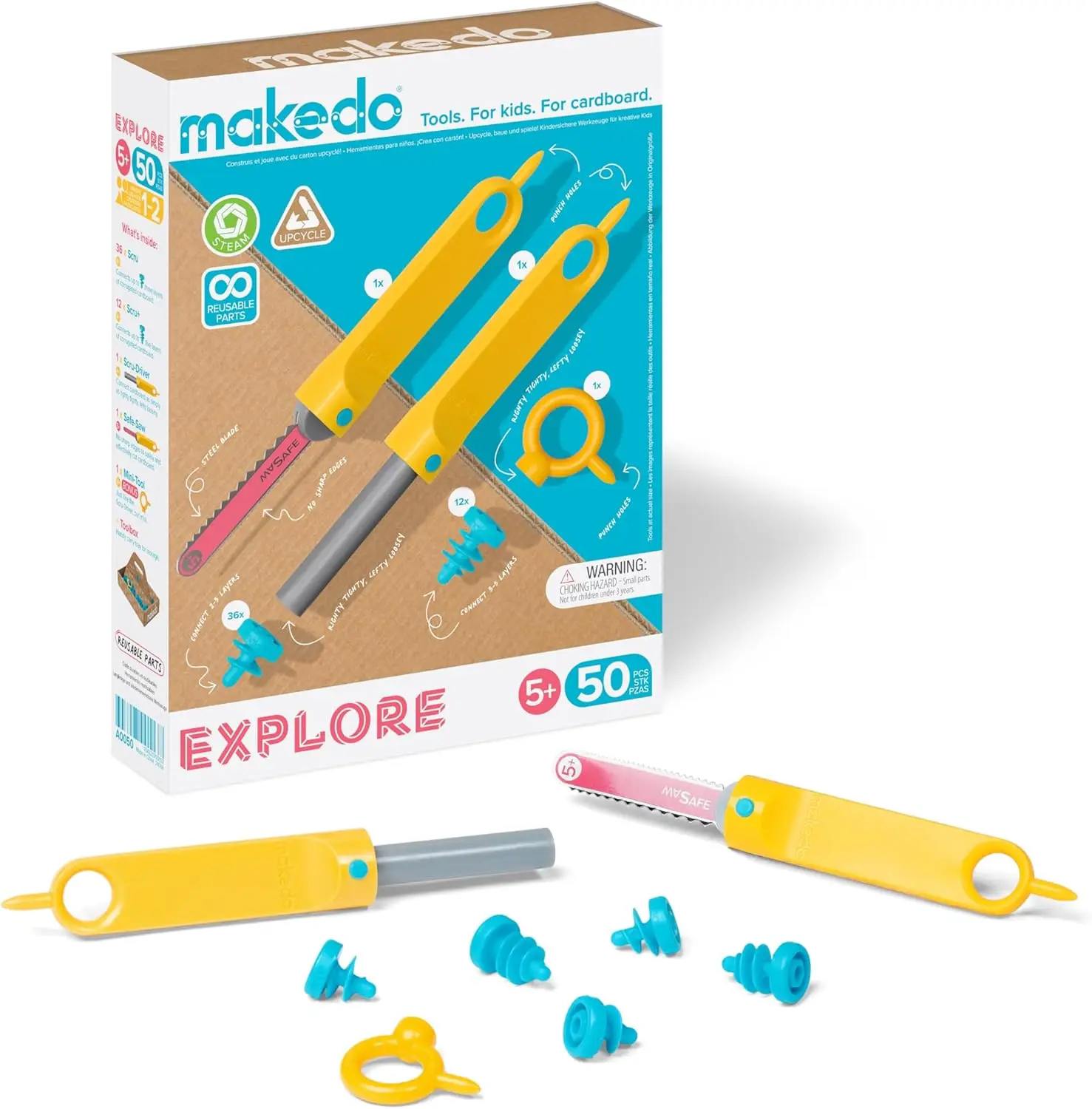 

Reusable Cardboard Construction Kit for Kids 5+ | STEM Educational Toy with Tools & Toolbox | Creative Building Play