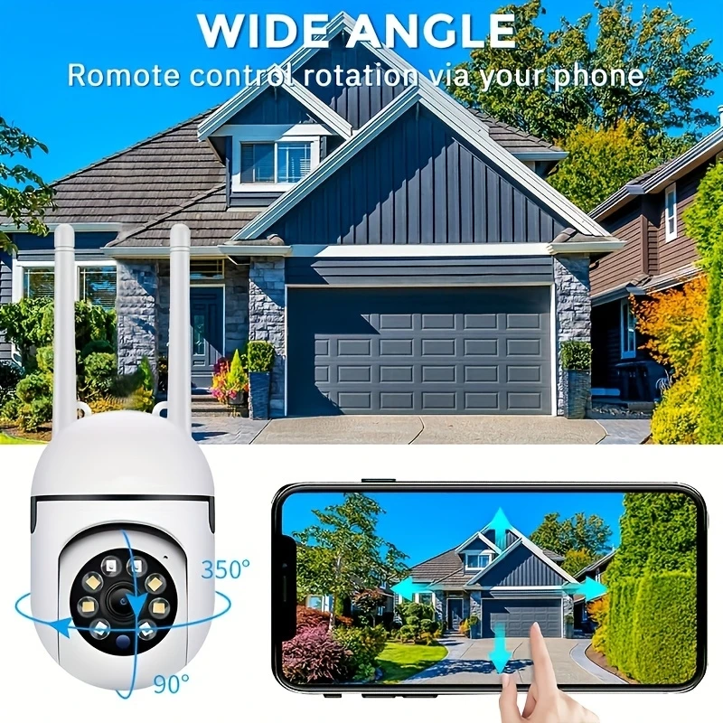 1PC Ease Life APP sem fio 1080P HD câmera de segurança WiFi interna/externa, visão noturna colorida, áudio bidirecional, 360 °   Pan/Tilt/Zoom, Mo