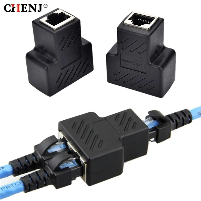 

1 To 2 Way LAN Ethernet Network Cable Splitter Adapter RJ45 Female Splitter Socket Connector Adapter For Laptop