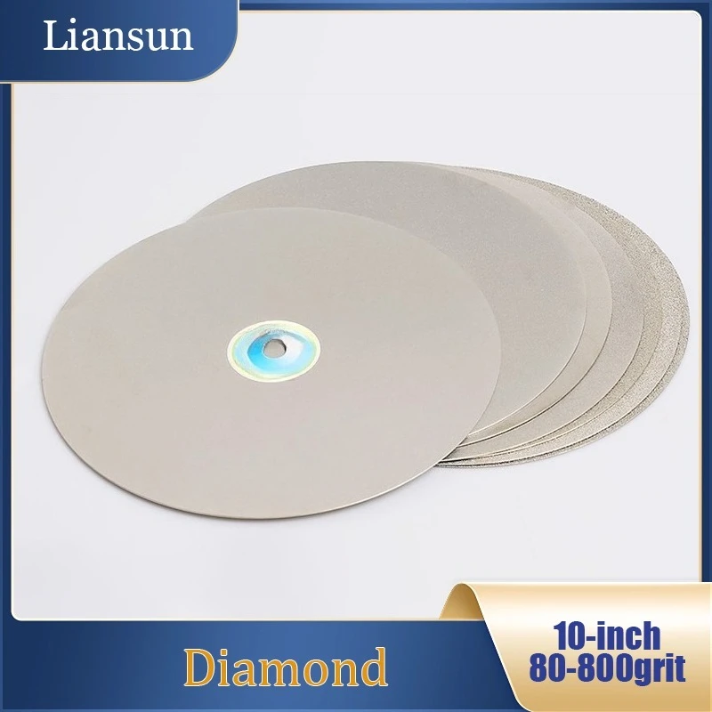 

10-inch Diamond Grinding Wheel 80-800 Grit Flat Grinding Disc Diamond-Coated Flat Grinding Disc Gemstone and Rock Polishing Tool