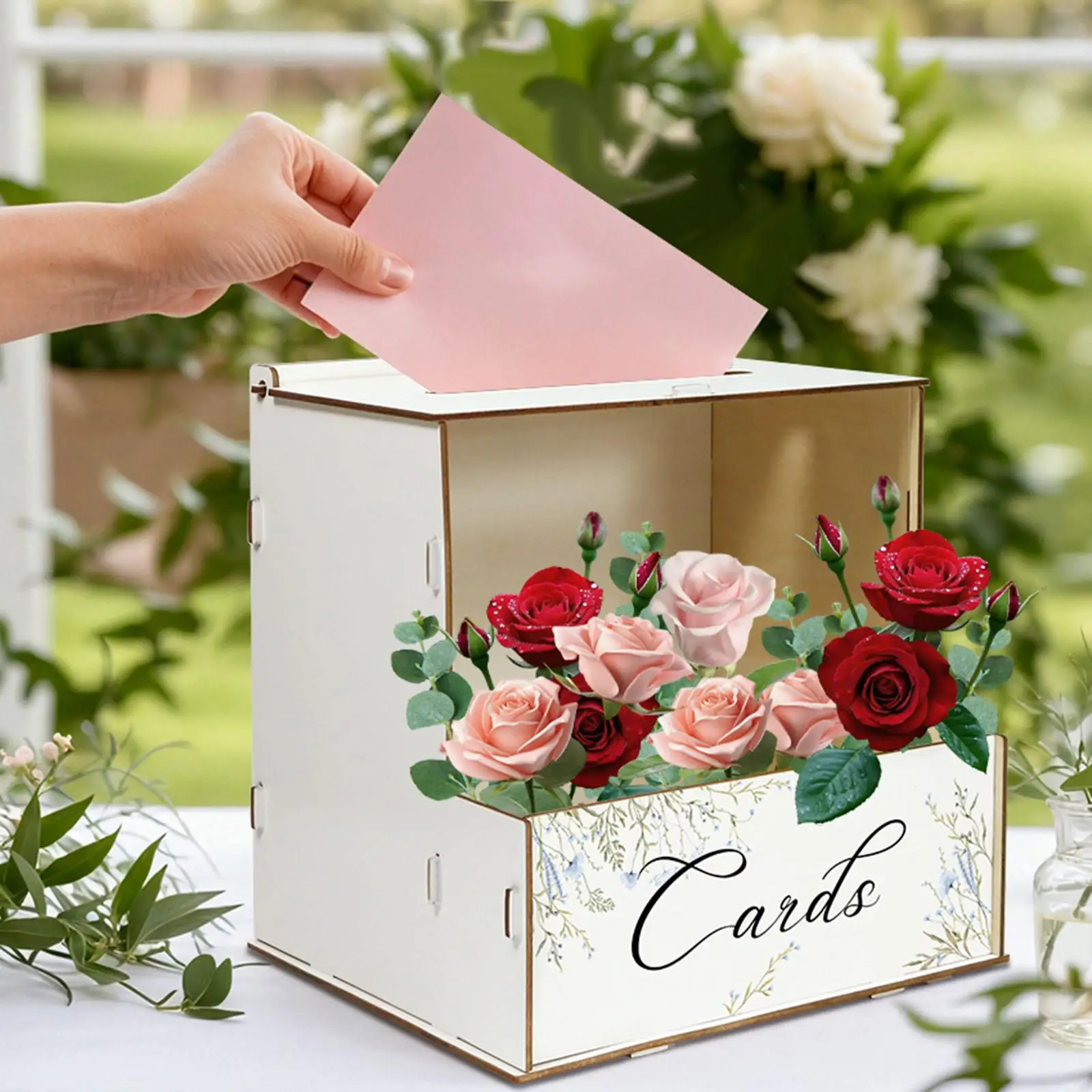 

Large Rustic Wood Wedding Card Box Envelope Holder Money Storage Centerpiece for Reception Birthday Graduation Event