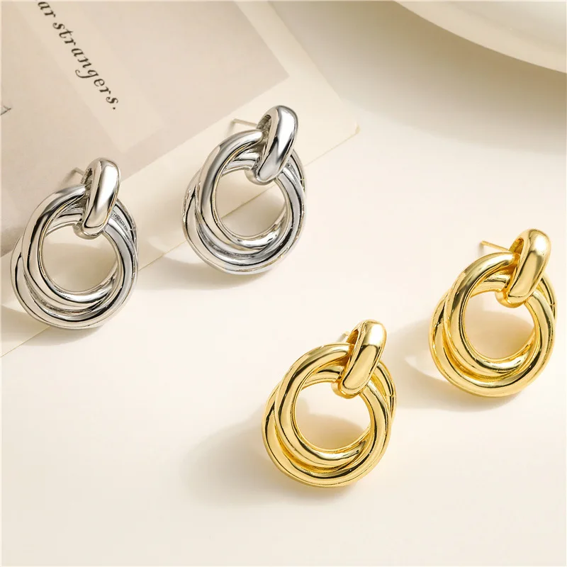 Fashion Metal Women Drop Earrings Hollow Geometric Dangle Earrings for Girls Punk Round Earrings Fashion Brincos Gift