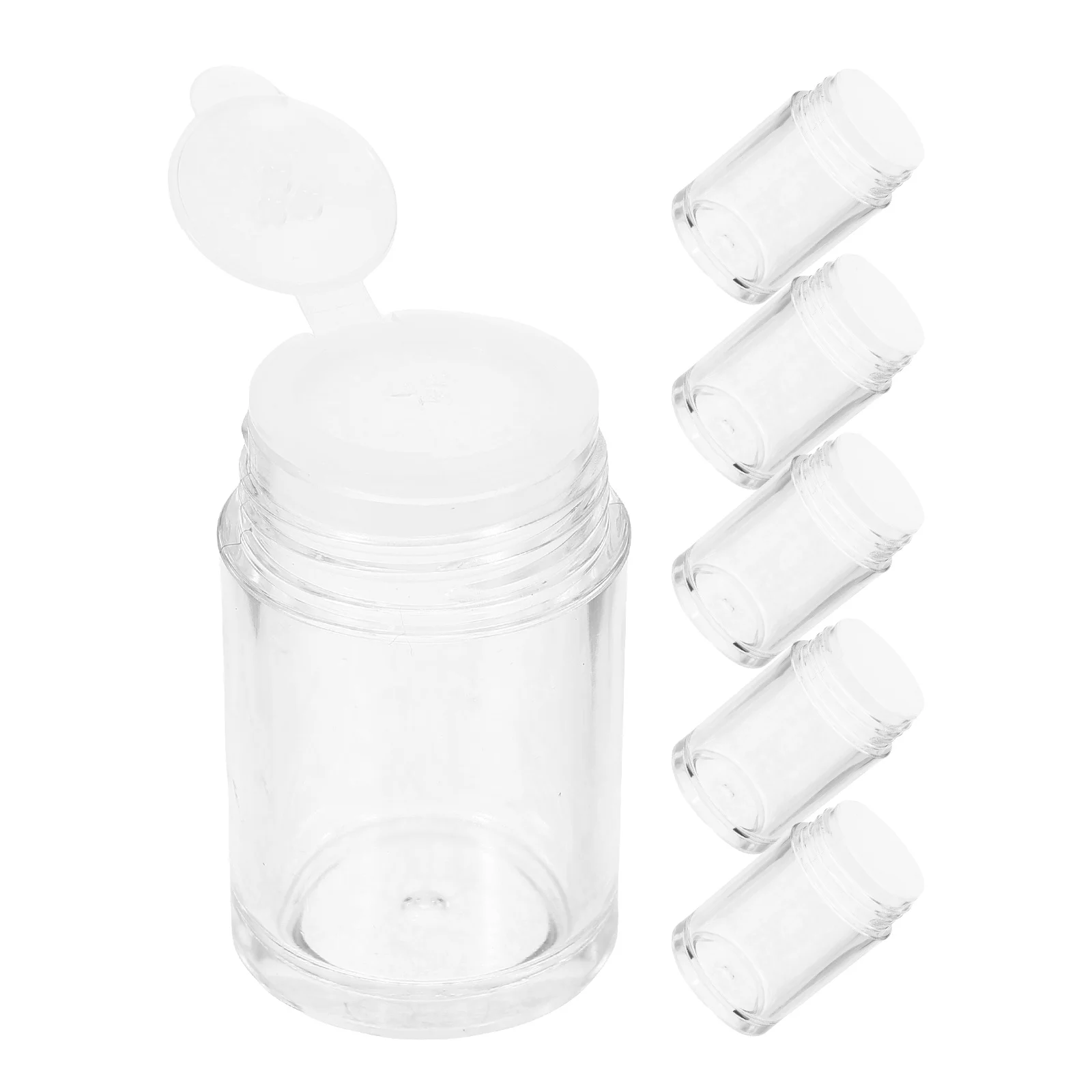 

6pcs Mini Plastic Open-hole Design Talcum Container Open-Hole Bottle Loose Powder Bottle Fit Pocket Purse Handbag