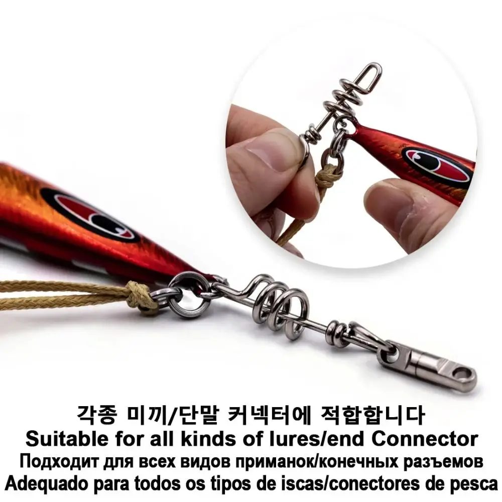 5PCS Fishing Corkscrew Swivel Snaps Saltwater Fishing Swivels Stainless Steel Heavy Duty Round Swivels Snap Lure Connector