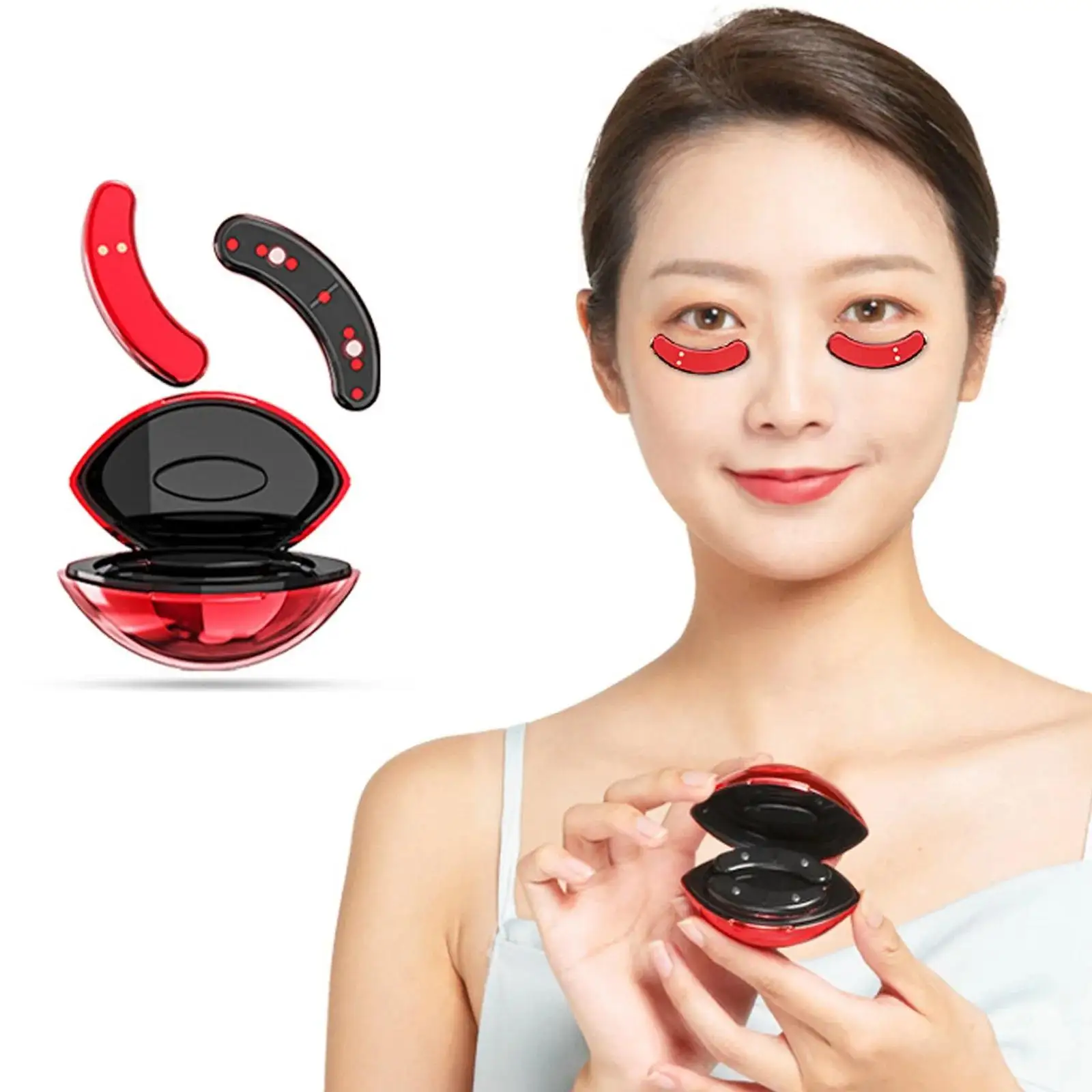 Eye Beauty Device Microcurrent Led Red Light Therapy Eye Pad Reusable Anti-aging Eye Patches Wrinkle Remover