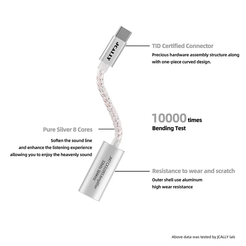 JCALLY JM7 JM7L USB tipo C Light-ning a Cable de Audio Digital de 3,5mm DAC CX31993 para adaptador Android amplificador de de decodificación 32 bits/384KHz