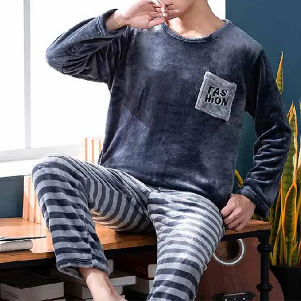 Winter Lange Mouw Nachtkleding Dikke Warme Flanellen Pyjama Sets Voor Mannen Koraal Fluwelen Leuke Cartoon Nachtkleding Pak Pyjama Homewear