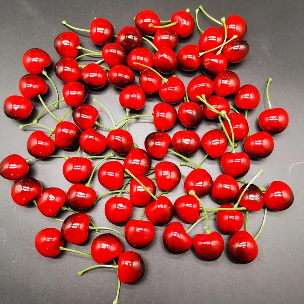 30pcs Fake Cherry For Ambry Exhibition Hall Home Decor Market Decor Party Decor Pillars Hanging Roof Decor Teaching Aid