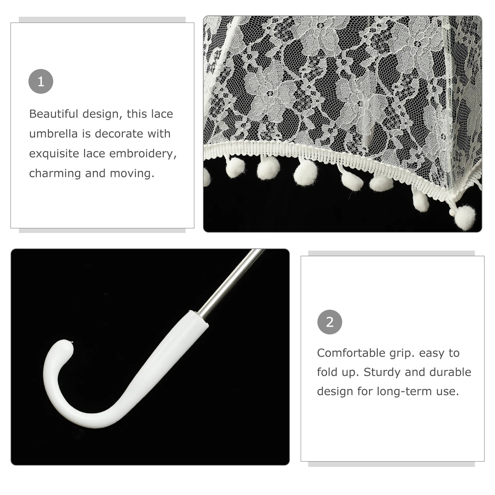 

Charming Lace Parasol Umbrella Wedding Bridal Decor Exquisite Lace Embroidery for Bride Dance Party Stage Performance