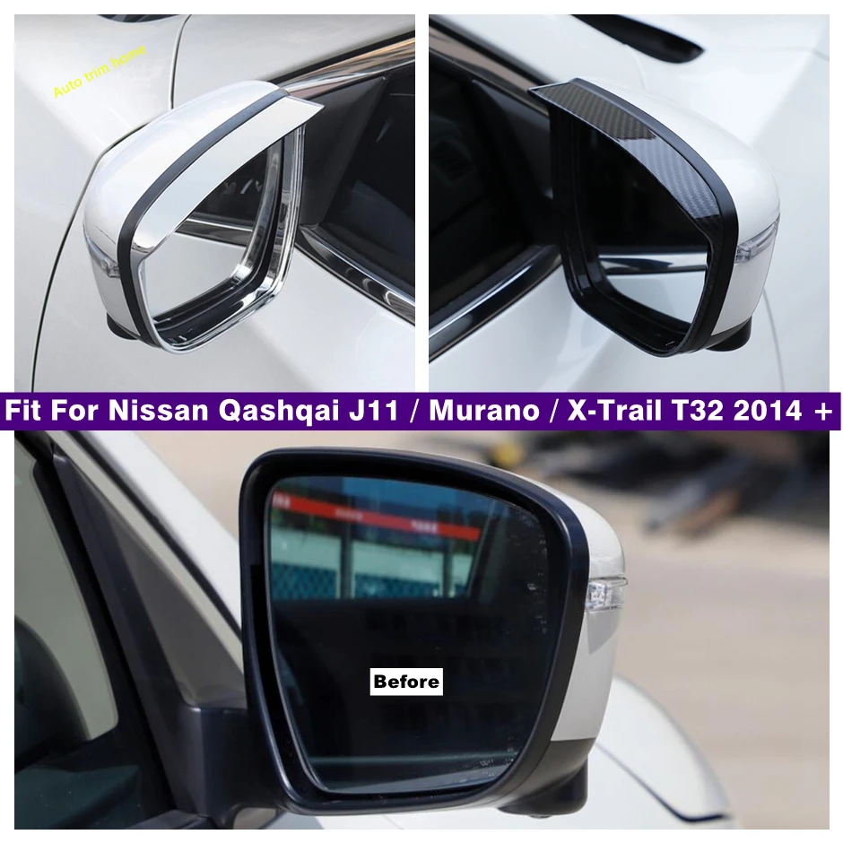 

Car Accessories Rearview Mirror Rain Eyebrow Cover Trim Fit For Nissan Qashqai J11 / Murano / X-Trail T32 2014 - 2020 ABS Chrome