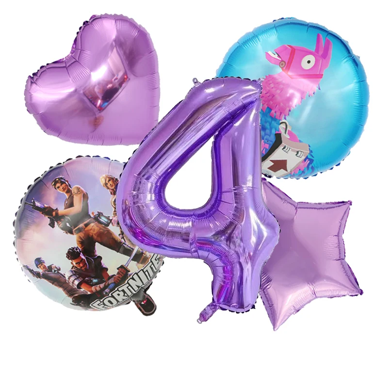 مجموعة بالونات أرقام لتزيين حفلات أعياد الميلاد للأطفال من Fortnite، لعبة قلعة ليلية للأولاد، بالونات على شكل دائري، ديكور منزلي #2
