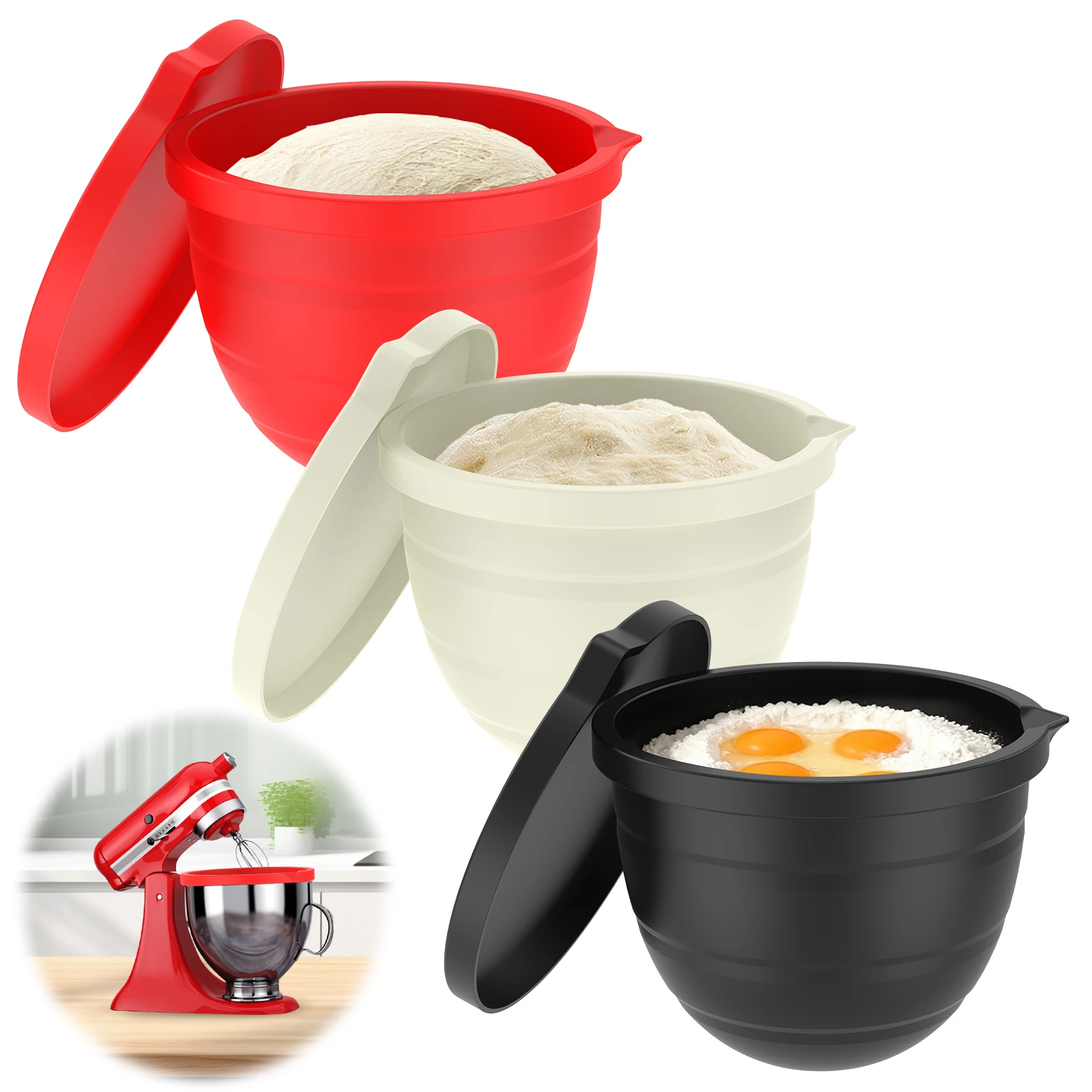 Silicone Bowl With Lids Included Mixer Accessory New Silicone Liners For Kitchenaid Tilt-head 5 Qt Mixers – Mixer Attachments﻿