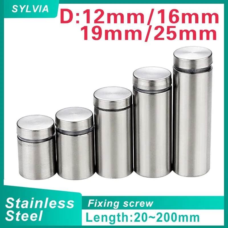 4/6 pièces Fixations en verre 12 mm en acier inoxydable, goujons de fixation pour acrylique et panneaux publicitaires, vis de fixation pour panneaux d'affichage, quincaillerie
