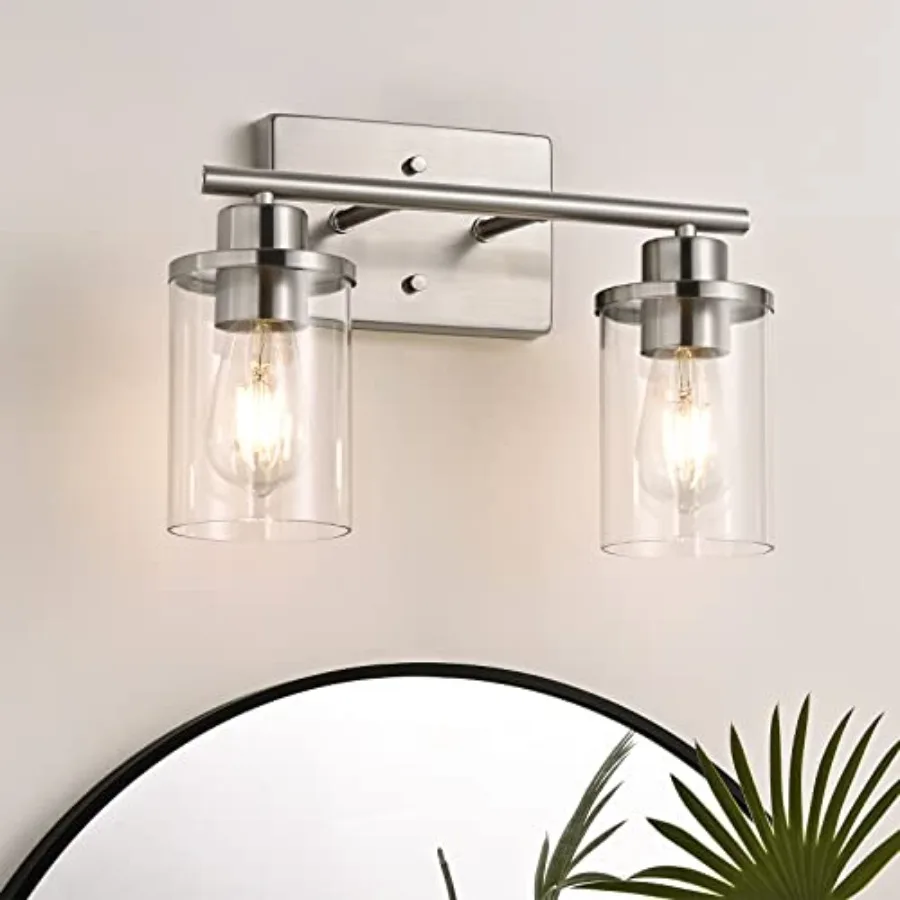 

Vanity Light Fixtures 2 Light Bathroom Vanity Light Fixtures Brushed Nickel Modern Wall Sconces for Bathroom Powder Room Bedroo