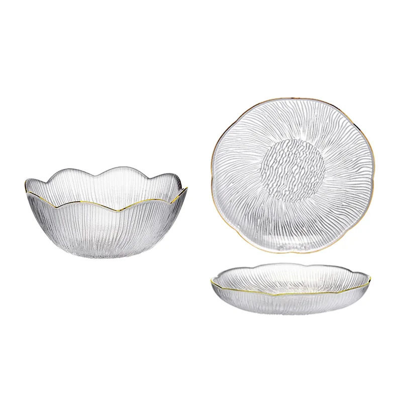

Glass bowl, household bowl plate, fruit plate glacier pattern