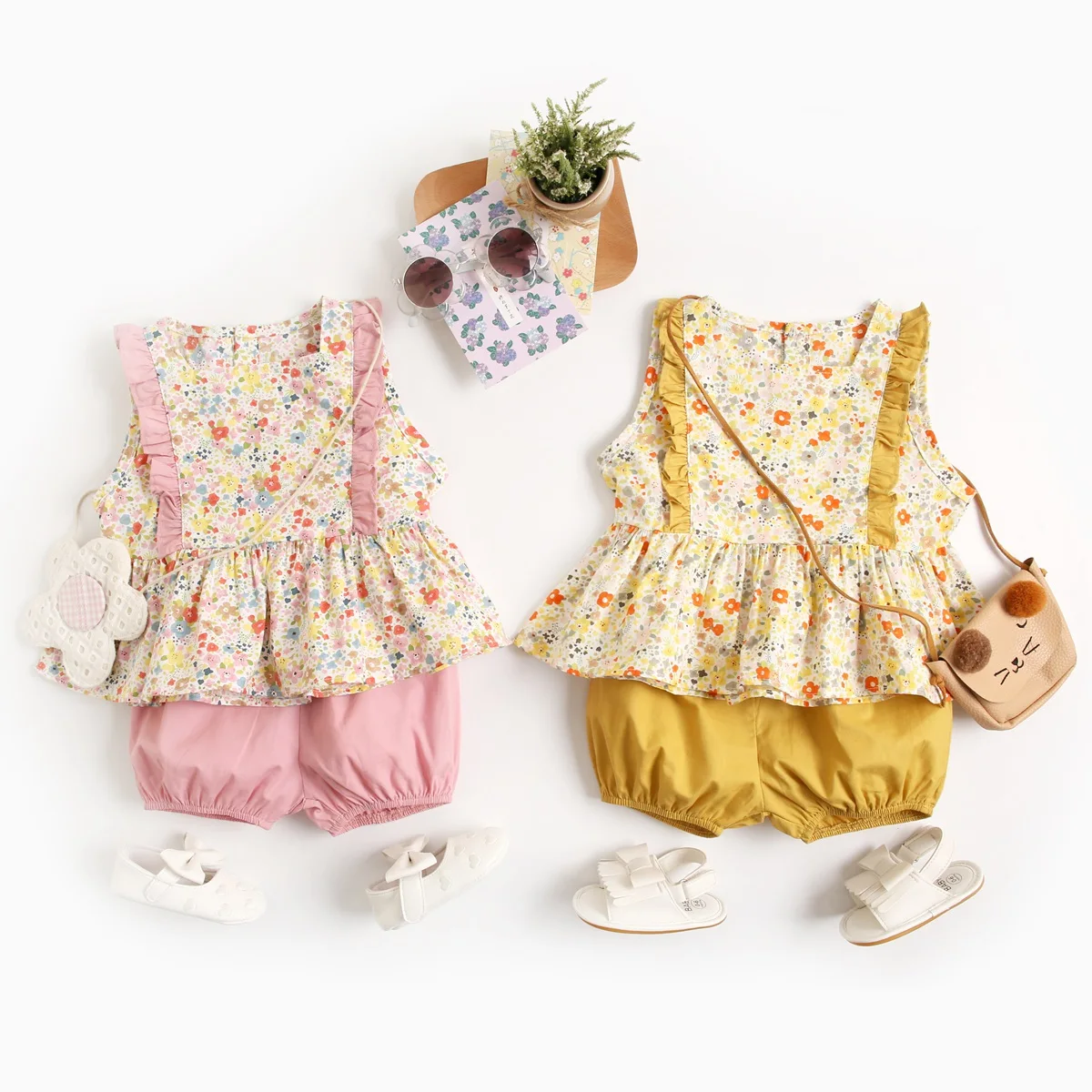 

Sanlutoz Baby Girls Summer Outfit Adorable Floral Vest and Shorts Set in Pure Cotton Fabric Charming