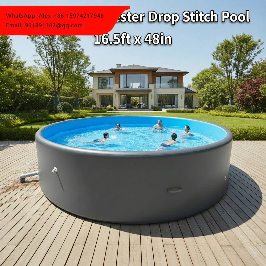 POOL Drop Stitch 16.5ft Large Inflatable Pool 5mx1.5m Round Family Above Ground Swimming Pool With Inflatable Pump