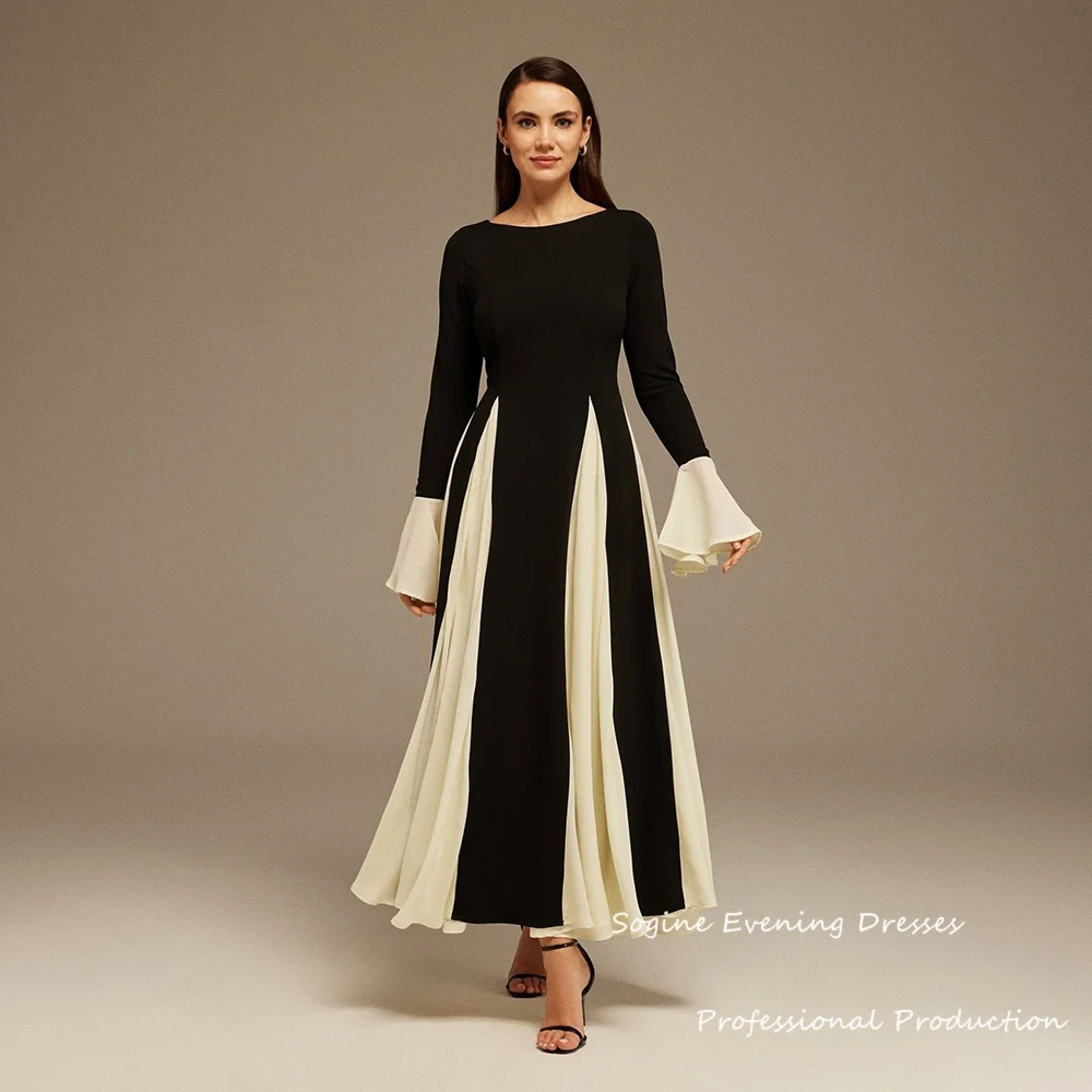 

Fall Evening Dresses For Women 2025 Customized Crepe-Chiffon Party Dress Ruffles Long Sleeve A-Line Formal Cocktail Prom Gowns