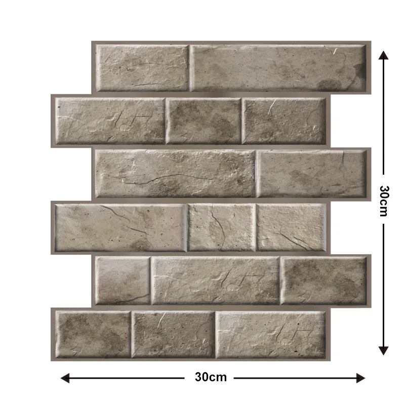 5/10 Stück selbstklebende, wasserdichte 3D-Wandpaneele, Ziegeltapete, Retro-Aufkleber für Badezimmer, Kamin, dekorative Wandaufkleber