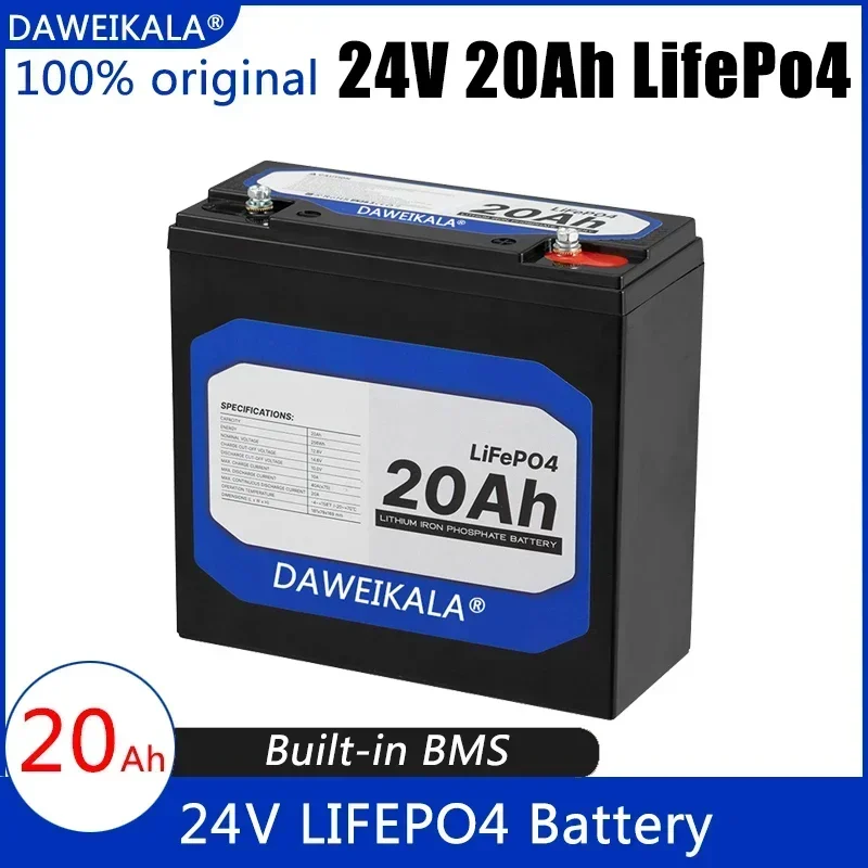 

24V LiFePO4 20Ah Lithium Iron Phosphate Battery Built-in BMS LiFePO4 Battery for Solar Power System RV House Trolling Motor