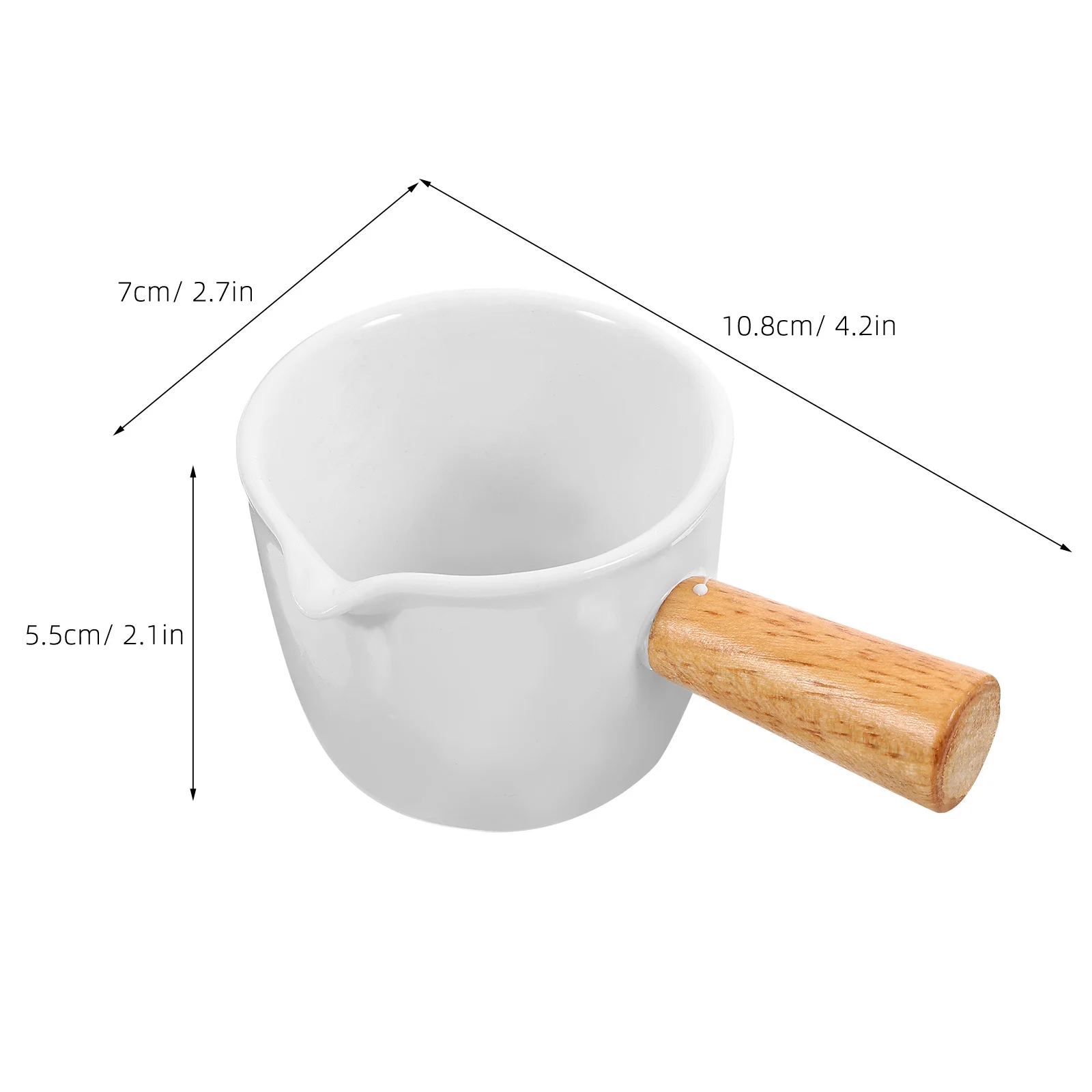 เหยือกนมเซรามิกขนาดเล็ก ด้ามจับไม้ ถ้วยตวงเอสเพรสโซ่ เหยือกซอส เหยือกน้ำเกรวี่ อเนกประสงค์ สำหรับร้านกาแฟ บ้าน ใช้เสิร์ฟครีม