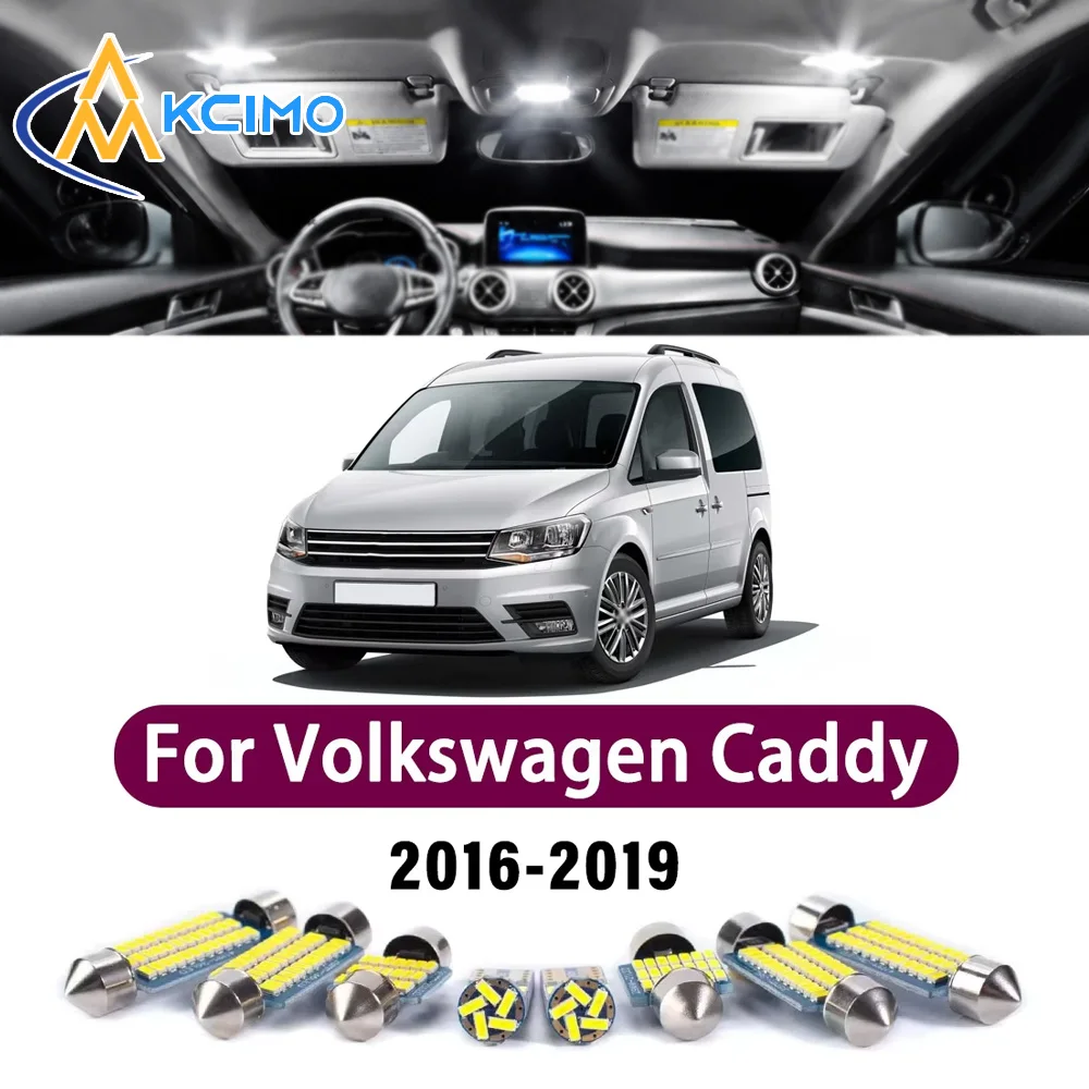 Super Bright LED Interior Lamp Kit For Volkswagen Caddy 4 IV 2016-2019 Error Free Canbus Trunk Reading Mirror Light Bulbs